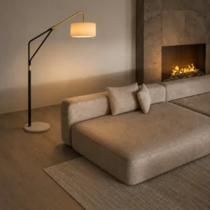 Black Gold Fabric Lamp - Alara | Modern Design | Majestic Home