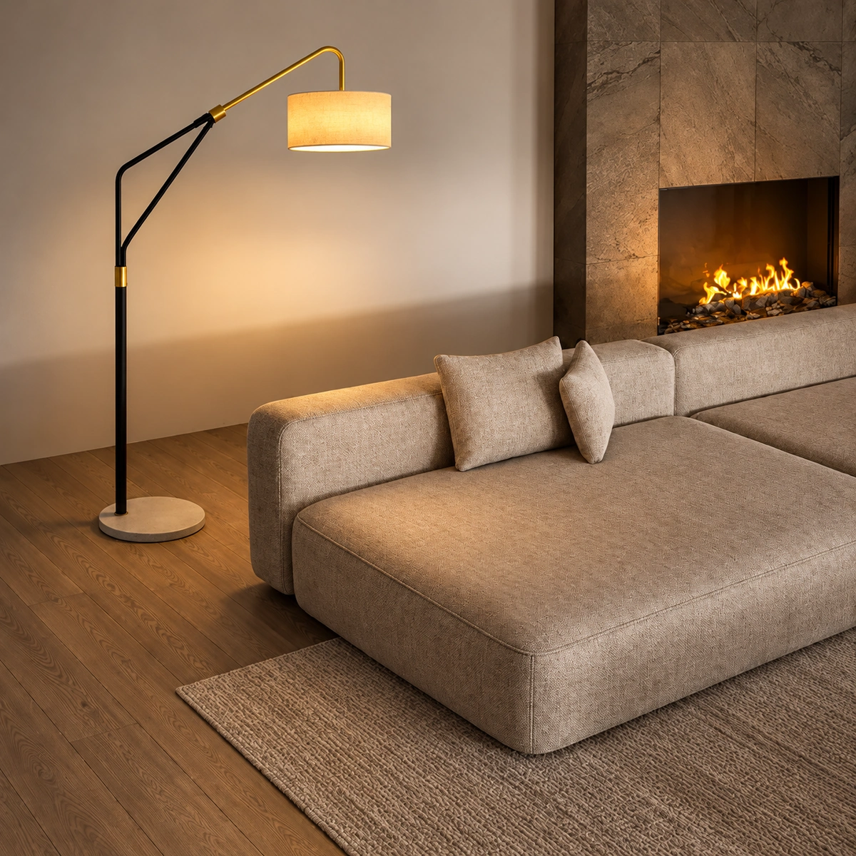 Alara Black & Gold Metal Floor Lamp | Majestic Home UAE