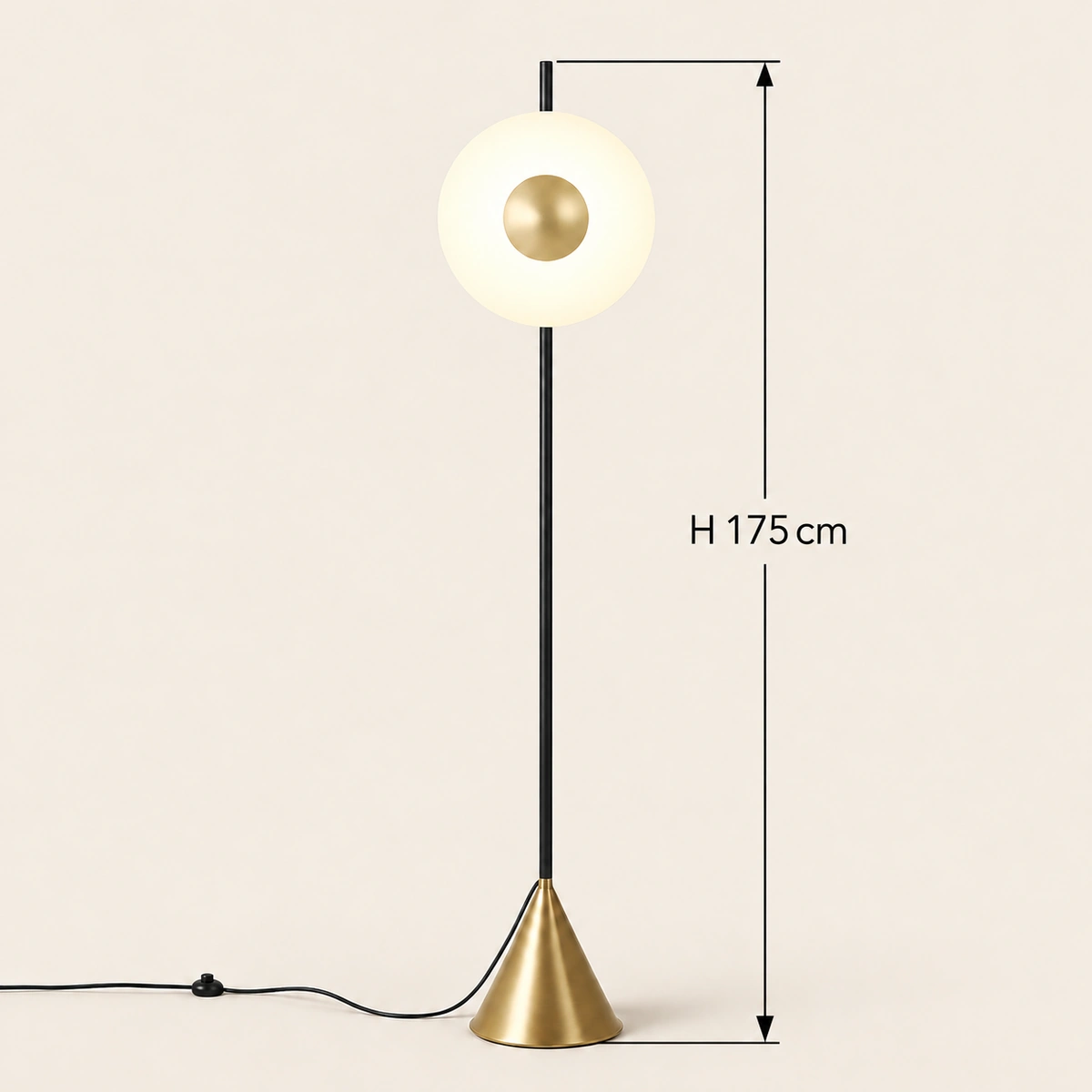 Tall Black Floor Lamp - Lia | Gold Metal | Majestic Home UAE