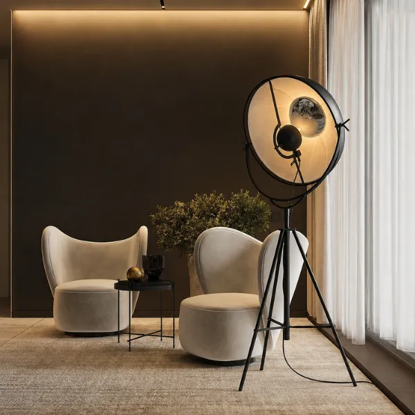 NEOM BLACK FABRIC & STEEL FLOOR LAMP - luxury furniture Dubai UAE