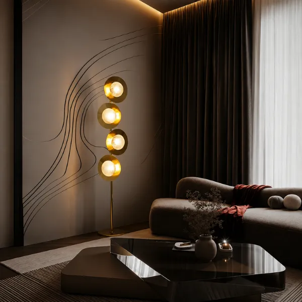 Gold Metal Floor Lamp - Vardo | Modern Design | Majestic UAE