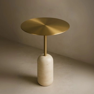 Gold Beige Side Table