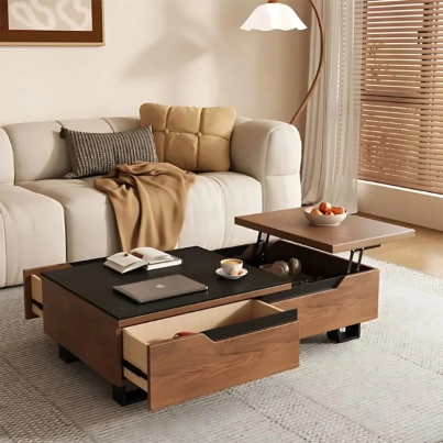 VALINA MULTIFUNCTION WOODEN COFFEE TABLE WITH DRAWERS