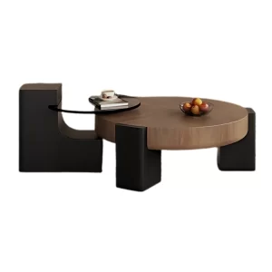 TEMI WOOD ROUND COFFEE TABLE 2 PIECE