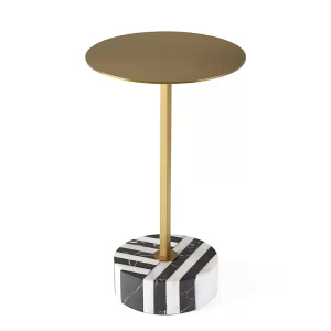 CLARITA STAINLESS STEEL TOP & MARBLE BASE SIDE TABLE