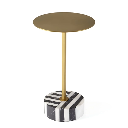 CLARITA STAINLESS STEEL TOP & MARBLE BASE SIDE TABLE