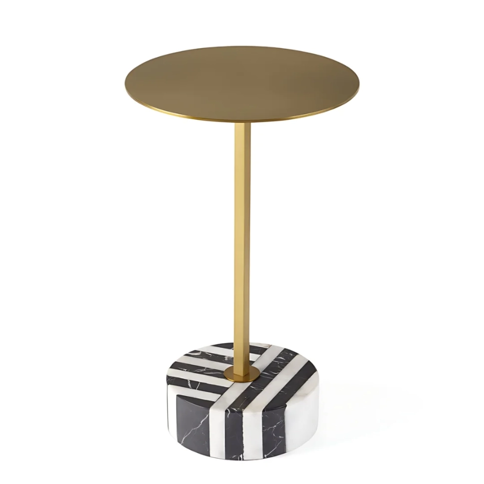 CLARITA STAINLESS STEEL TOP & MARBLE BASE SIDE TABLE