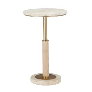 MILES TRAVERTINE TOP & METAL BASE SIDE TABLE