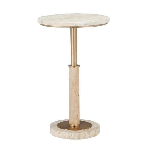 MILES TRAVERTINE TOP & METAL BASE SIDE TABLE