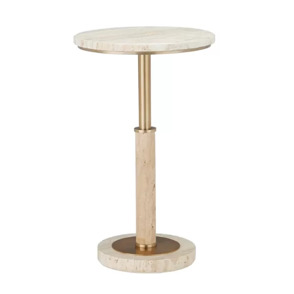 MILES TRAVERTINE TOP & METAL BASE SIDE TABLE