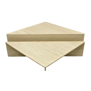 TRIANGULAR TRAVERTINE 2 PIECE COFFEE TABLE