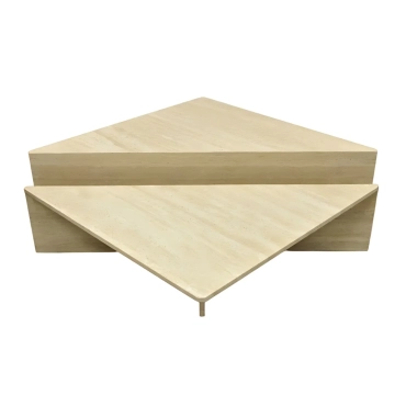 TRIANGULAR TRAVERTINE 2 PIECE COFFEE TABLE