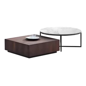 LINA 2 PIECE COFFEE TABLE WOOD & SINTERED STONE