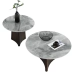 VIDA ROUND SINTERED STONE TOP COFFEE & SIDE TABLE 2 PIECE