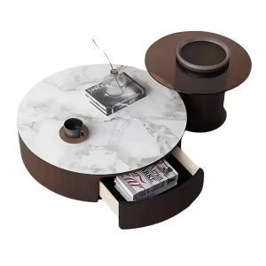 VIHAN SINTERED STONE ROUND TOP COFFEE TABLE 2PIECE