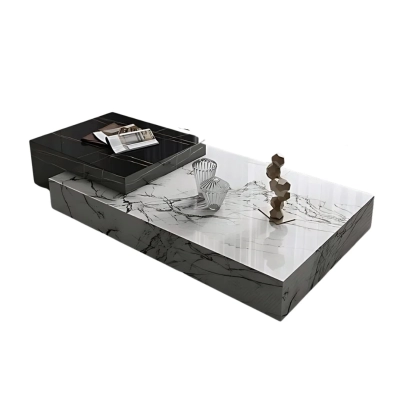 PANA BLACK & WHITE MARBLE EFFECT COFFEE TABLE