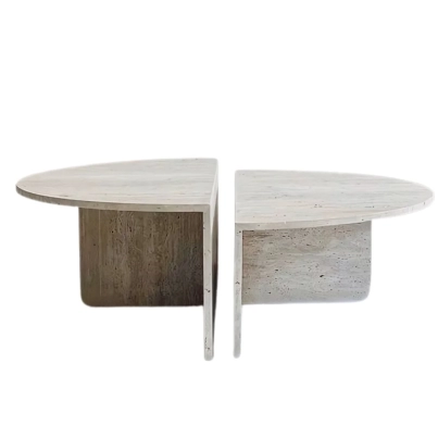 DUO ROUND TRAVERTINE COFFEE TABLE