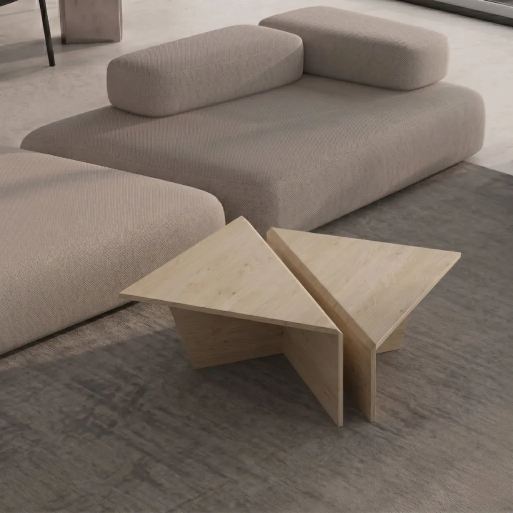 Triangular Travertine Coffee Table