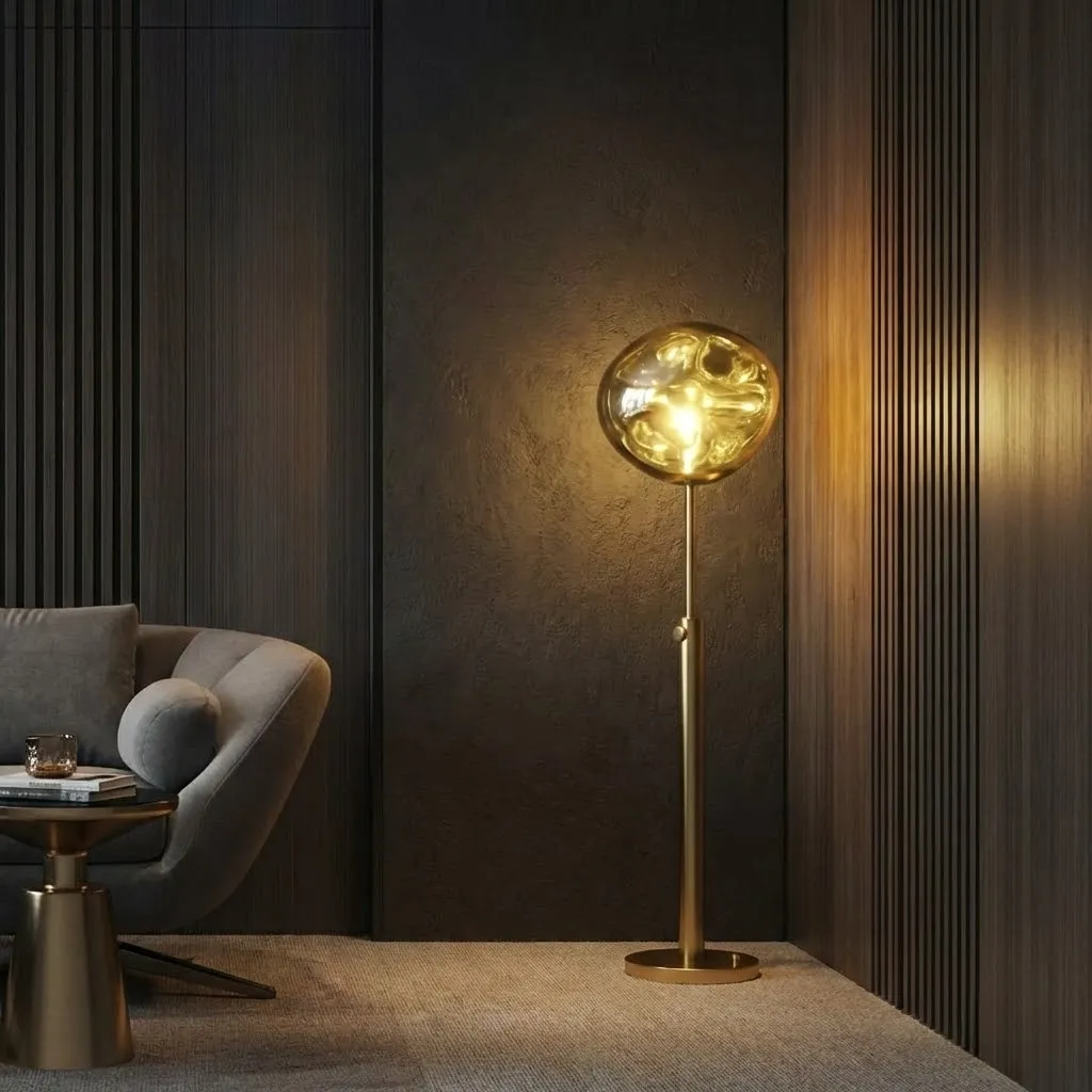 Spiral Golden Floor Lamp