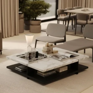 Square Marble Coffee Table - Ash | Perfect Design | Majestic