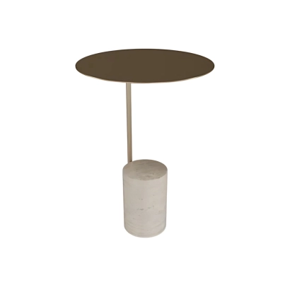 IRIS TRAVERTINE BASE & METAL TOP SIDE TABLE