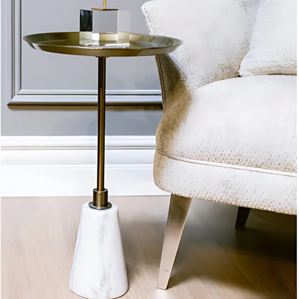 KALY MARBLE BASE & METAL TOP SIDE TABLE