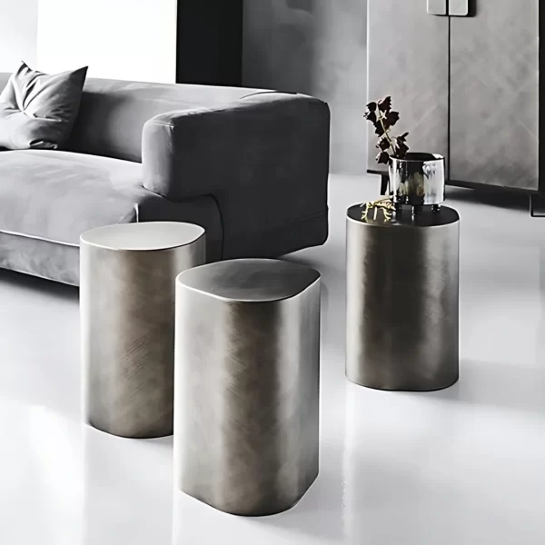 MIRLEY GRAPHITE STAINLESS STEEL SIDE TABLE