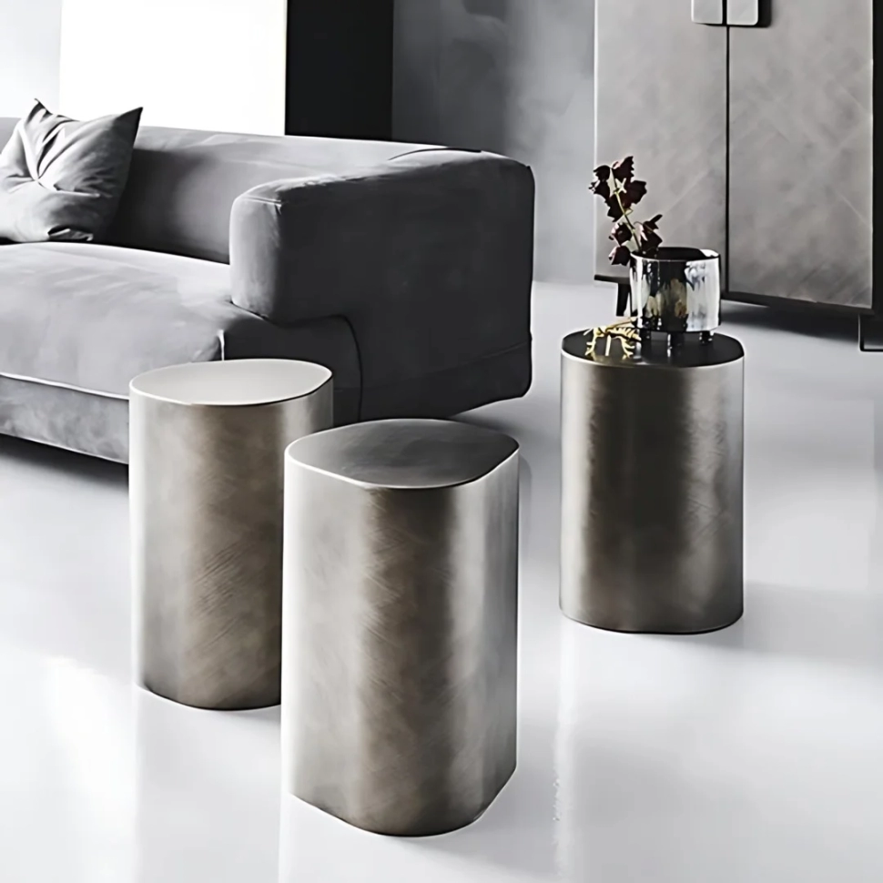 MIRLEY GRAPHITE STAINLESS STEEL SIDE TABLE