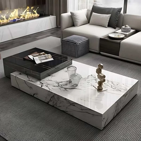 PANA BLACK & WHITE MARBLE EFFECT COFFEE TABLE