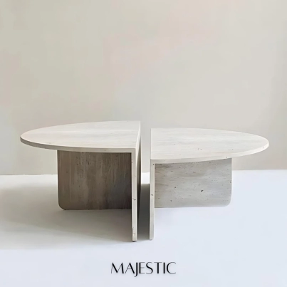 DUO ROUND TRAVERTINE COFFEE TABLE