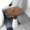 CHLOE WOOD TOP & MARBLE BASE SIDE TABLE