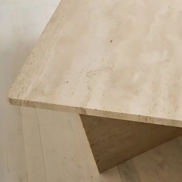 TRIANGULAR TRAVERTINE 2 PIECE COFFEE TABLE