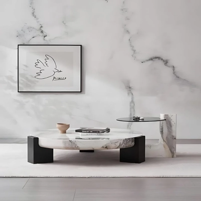 LONY MARBLE ROUND WHITE COFFEE TABLE