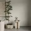 Travertine side table