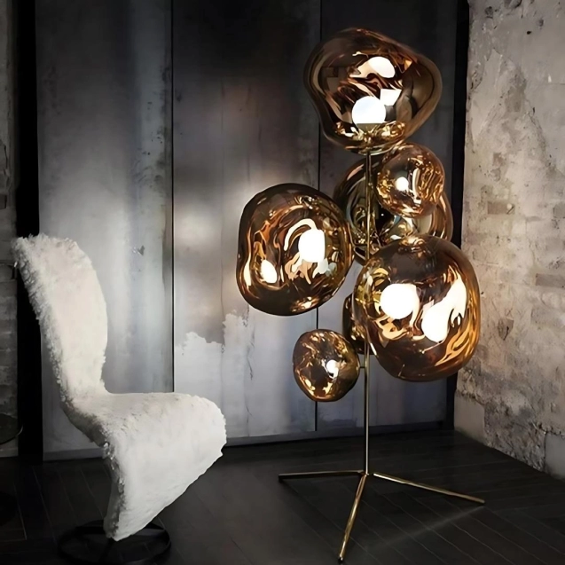 GOLD METAL ALON FLOOR LAMP