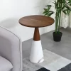 CHLOE WOOD TOP & MARBLE BASE SIDE TABLE