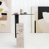 Beige Black Side Table