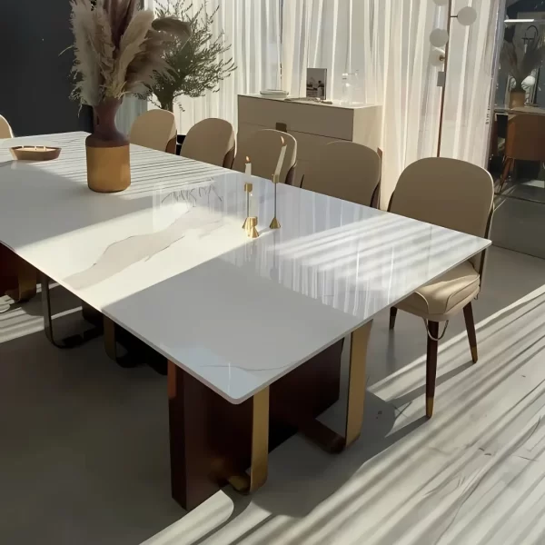 NORAMI WHITE TOP SINTERED STONE DINING TABLE