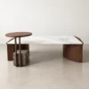 Alina Coffee Table Marble Top Walnut Coffee Table Set 7 Features Modern Luxury Design