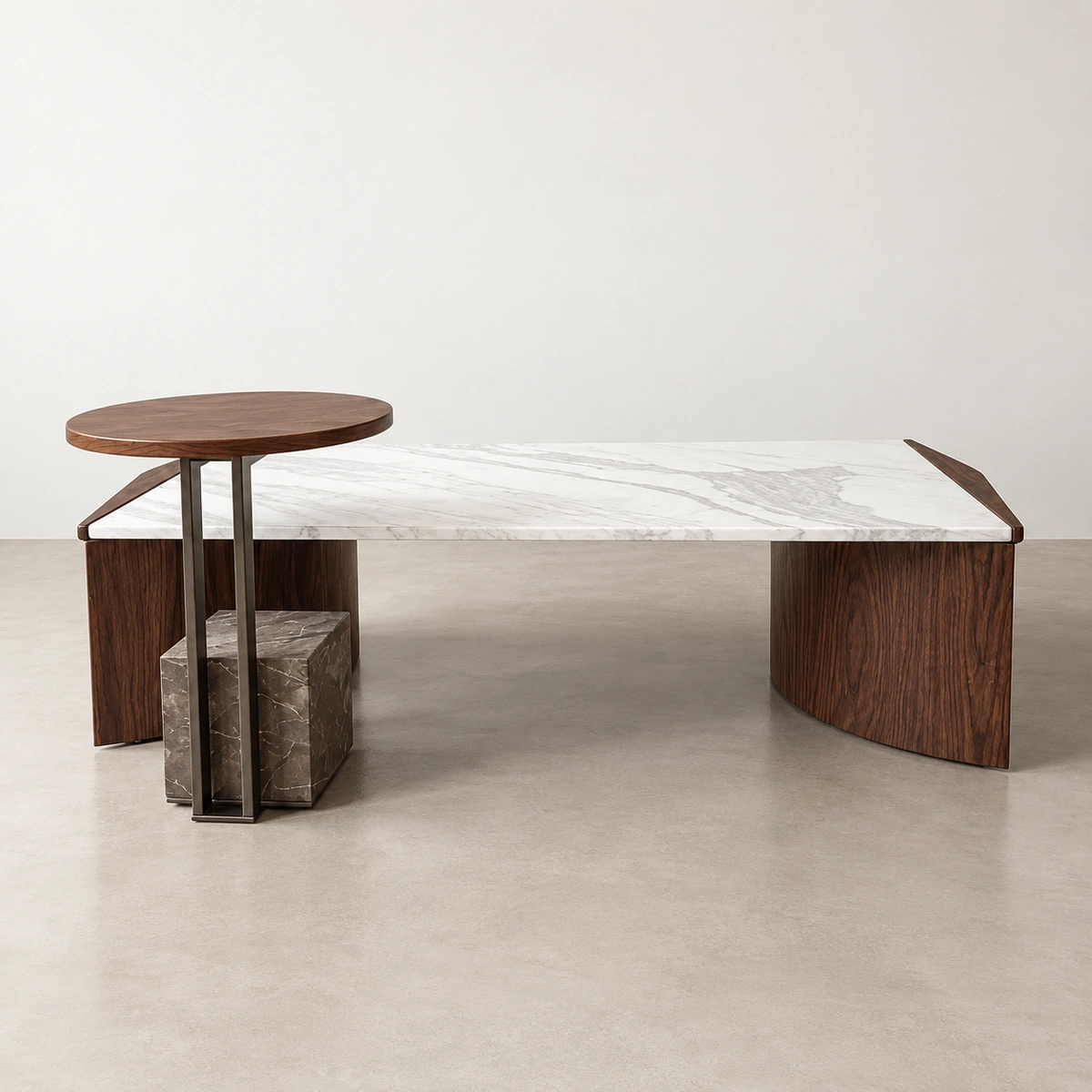 Alina Coffee Table Marble Top Walnut Coffee Table Set 7 Features Modern Luxury Design