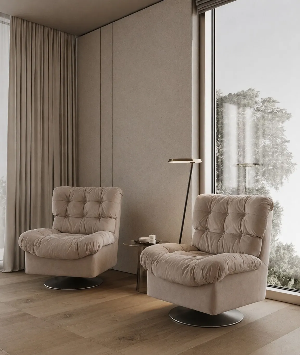 AMANTI CREAM VELVET LOUNGE CHAIR