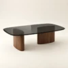 Walnut Veneer Coffee Table - Avalon | Glass Top | Majestic Home