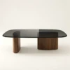 Walnut Veneer Coffee Table - Avalon | Glass Top | Majestic Home