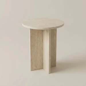 Travertine side table