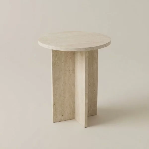 Travertine side table