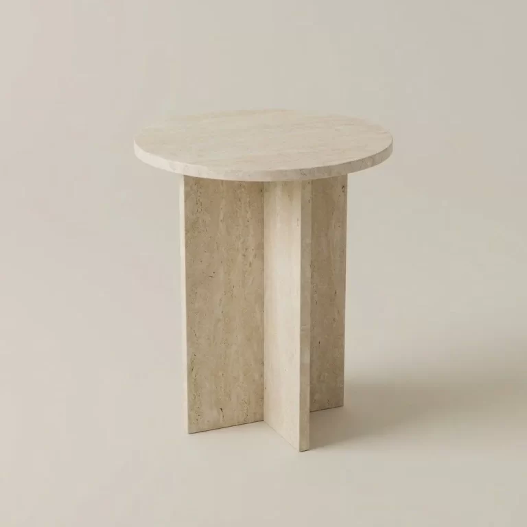 Travertine side table