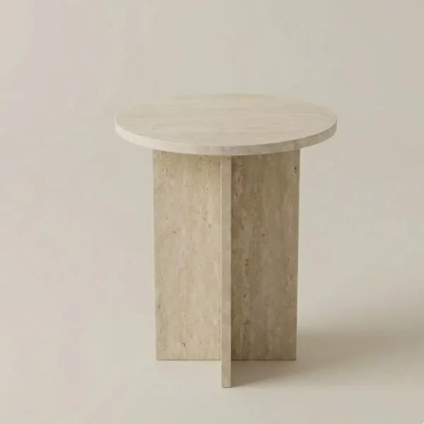 Travertine side table