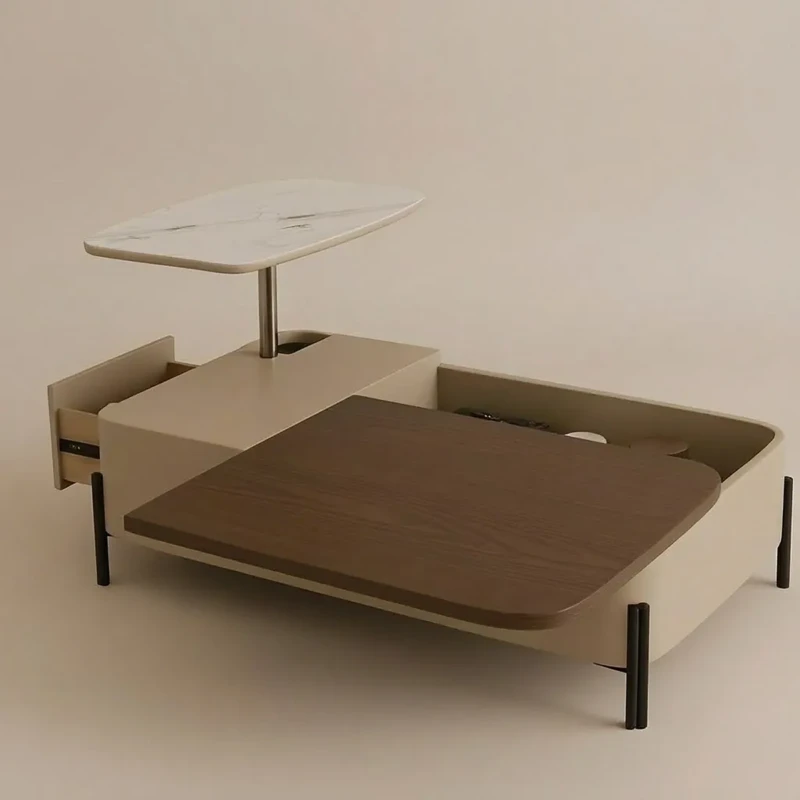 Modern Beige Coffee Table - Beatrix | Wood Finish | Majestic Home