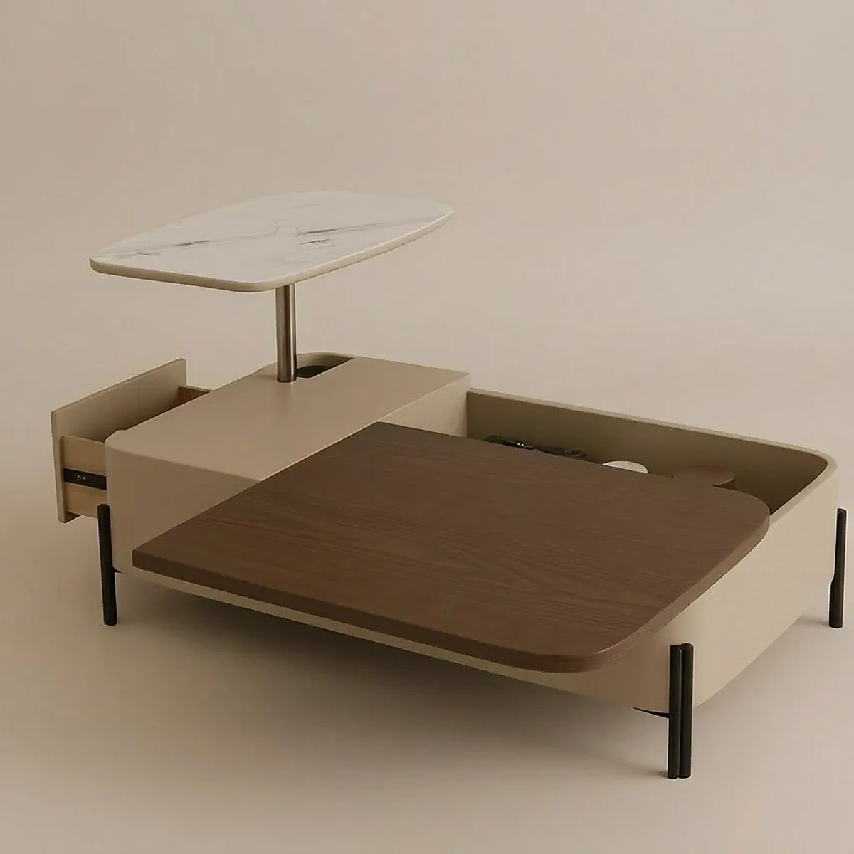 Beatrix Beige Veneered Wood Coffee Table