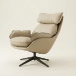 VARAIA BEIGE FAUX LEATHERED SWIVEL CHAIR